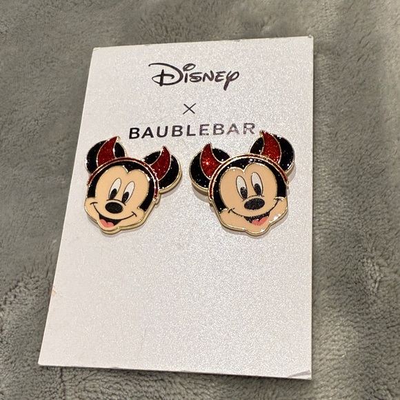 BaubleBar Jewelry - Mickey Mouse Disney Baublebar Halloween Devil Stud Earrings Red Enamel